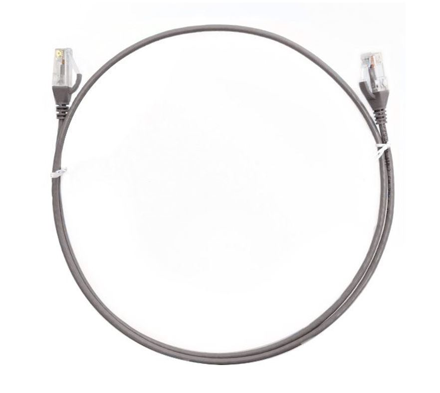 8ware CAT6 Ultra Thin Slim Cable 2m / 200cm - Grey Color Premium RJ45 Ethernet Network LAN UTP Patch Cord 26AWG for Data – 8ware CBAT-CAT6THINGE-2M Network Cables Product Image