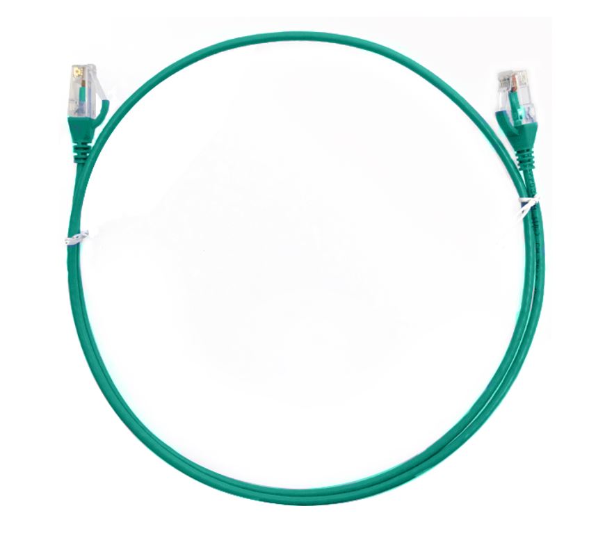8ware CAT6 Ultra Thin Slim Cable 0.25m / 25cm - Green Color Premium RJ45 Ethernet Network LAN UTP Patch Cord 26AWG for Data Only – 8ware CBAT-CAT6THINGR-025M Network Cables Product Image