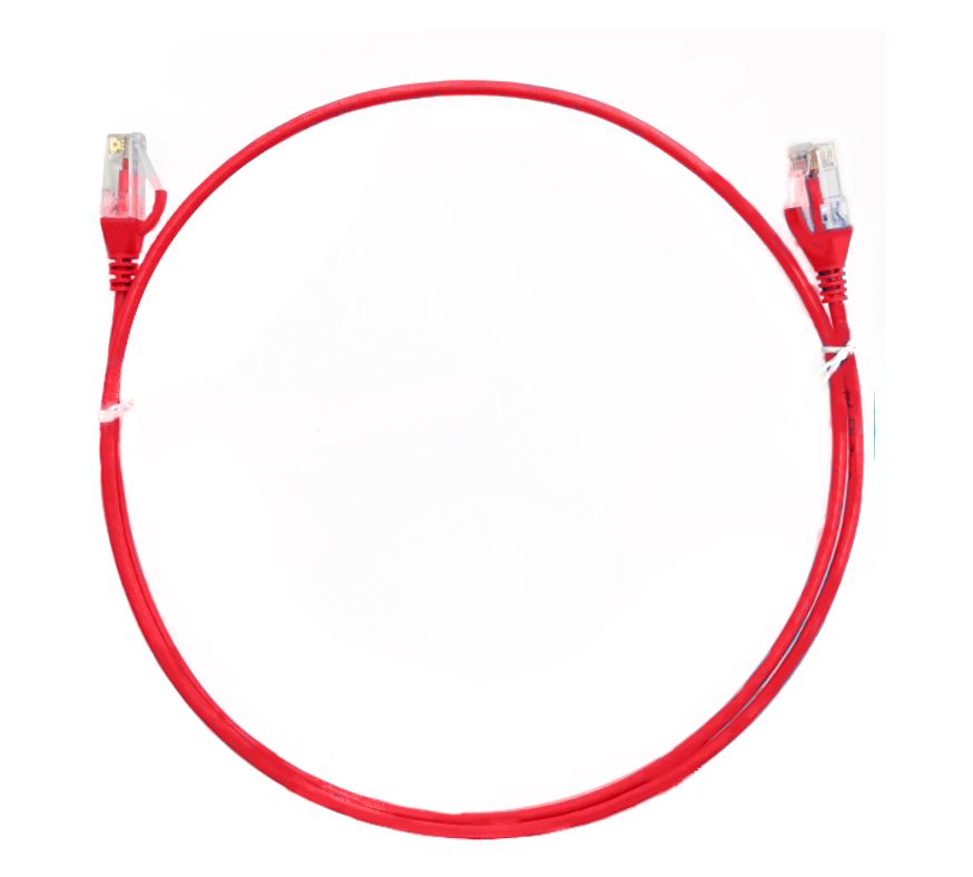 8ware CAT6 Ultra Thin Slim Cable 20m - Red Color Premium RJ45 Ethernet Network LAN UTP Patch Cord 26AWG for Data – 8ware CBAT-CAT6THINRD-20M Network Cables Product Image