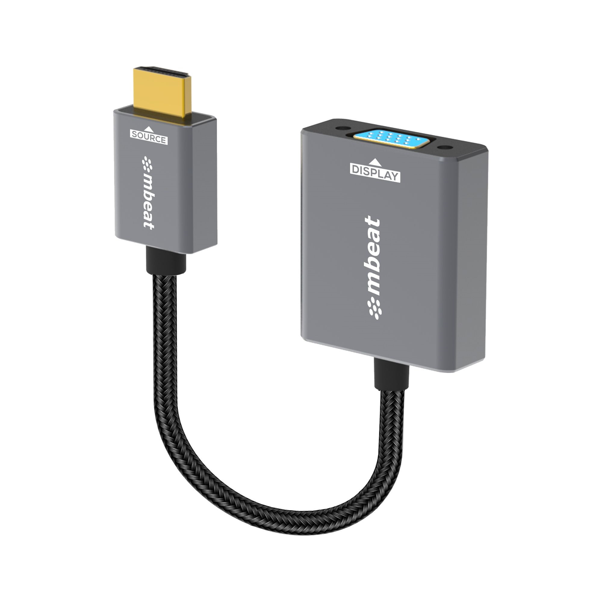 mbeat® Tough Link HDMI to VGA Adapter HDMI Support Version: 2.1 Cable Length: 15cm Up to 1080p@60Hz (1920×1080).Package Weight: 61.7g – MBEAT CBMB-MB-XAD-HDVGA USB