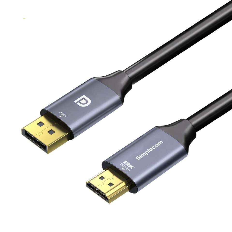 Simplecom DA218 Active DisplayPort 1.4 to HDMI 2.1 Cable 1.8M HDR 8K@60Hz – Simplecom CBSI-DA218 HDMI & Video Cables Product Image