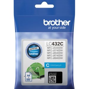 CYAN INK CARTRIDGE TO SUIT MFC-J5340DW/MFC-J5740DW/MFC-J6540DW/MFC-J6740DW/MFC-J6940DW -UP TO 550 PAGES – Brother COB-LC-432C Brother Printer Consumable - INKJET Product Image