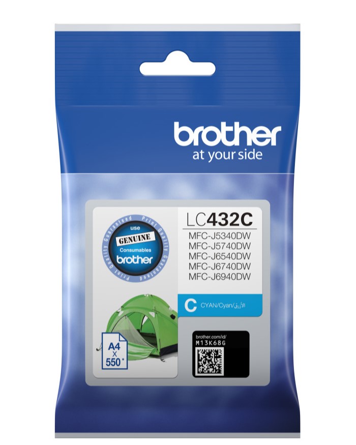 CYAN INK CARTRIDGE TO SUIT MFC-J5340DW/MFC-J5740DW/MFC-J6540DW/MFC-J6740DW/MFC-J6940DW -UP TO 550 PAGES – Brother COB-LC-432C Brother Printer Consumable - INKJET Product Image