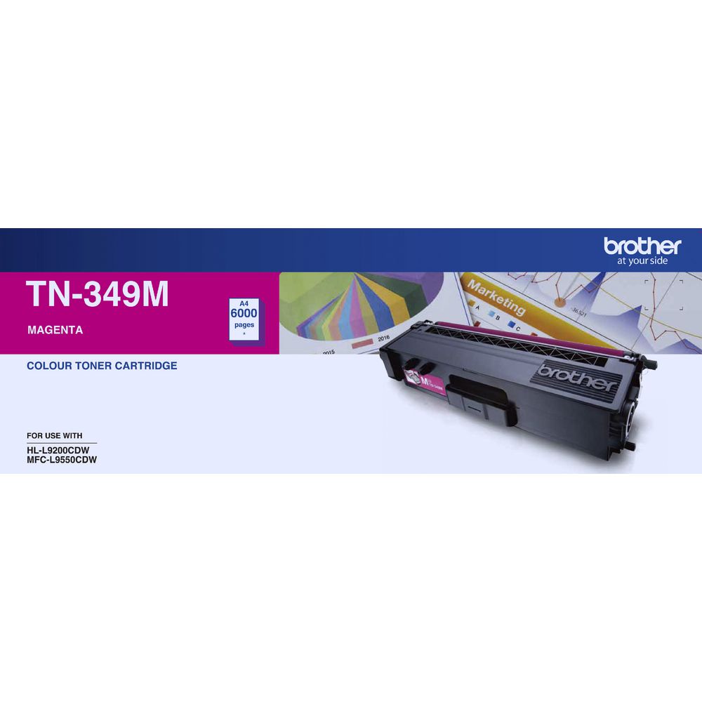 Brother TN-349M AYS *EXCLUSIVE TO B2B* Colour Laser Toner-Super High Yield Megenta- HL-L9200CDW MFC-L9550CDW - 6000Pages – Brother COB-TN-349M Brother Printer Consumable - COLOUR LASER Product Image