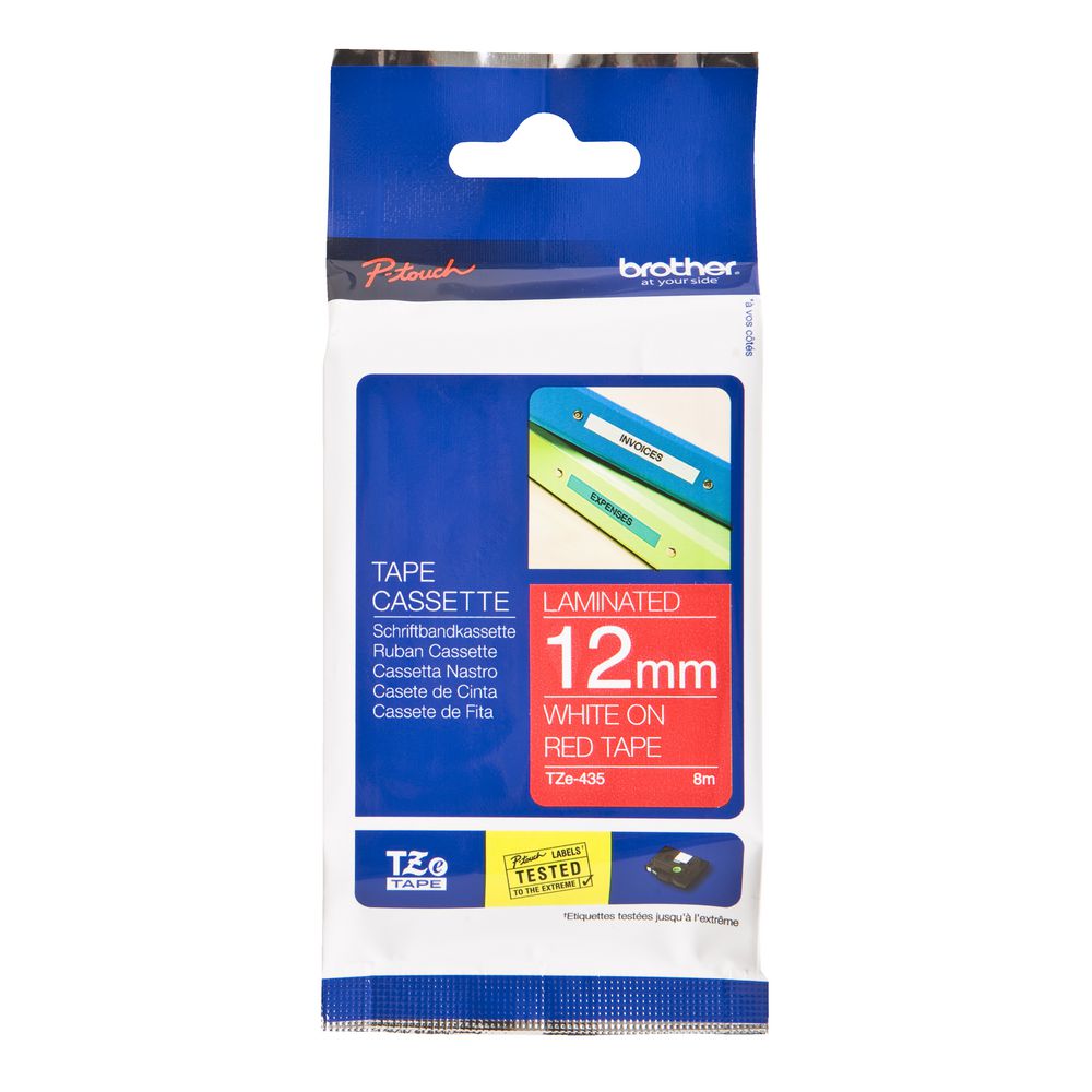 Brother White On Red Tape TZE Tape – Brother COB-TZE-435 Brother - LABELLERS Product Image