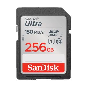 SanDisk Ultra 256GB SDHC SDXC UHS-I Memory Card 150MB/s Full HD Class 10 Speed Shock Proof Temperature Proof Water Proof X-ray Proof Digital Camera – Sandisk FMS-SDUL-256G3 SD/ Mini SD/ Micro SD Product Image