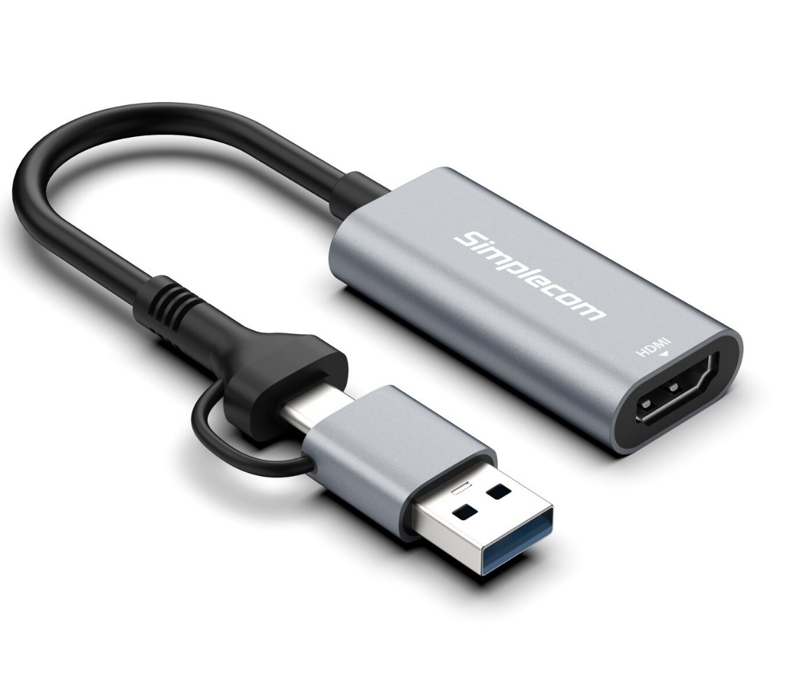 Simplecom DA306C USB 3.0 and USB-C to HDMI Video Card Adapter Full HD 1080p – Simplecom HXSI-DA306C USB Adapters & Accessories Product Image