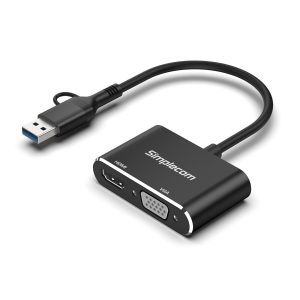 Simplecom DA326C USB 3.0 and USB-C to HDMI + VGA Video Card Adapter Full HD 1080p – Simplecom HXSI-DA326C USB Network Adapters Product Image