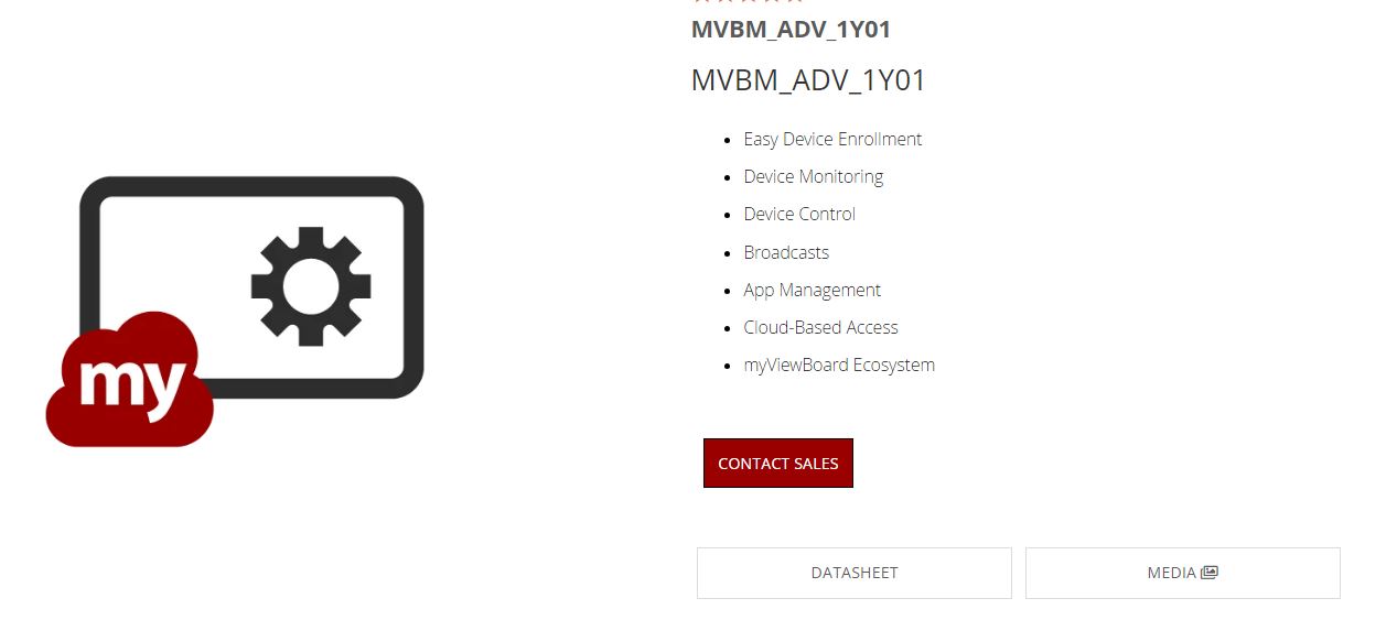ViewSonic myViewBoard Manager Advanced subscription - 1 Year Licence - Contact Sales – ViewSonic Commercial IPV-MVB-AS-1Y Accessories Product Image