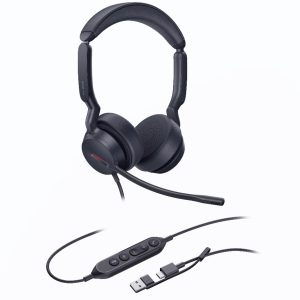 Yealink UH44 Dual UC USB-C/A Unified Communications USB Wired Headset Dual Noise-Canceling Microphones 35mmSpeaker Busylight Leather Ear Cushions – Yealink IPY-UH44-D-UC-CA Corded (USB-A with USB-C) Product Image