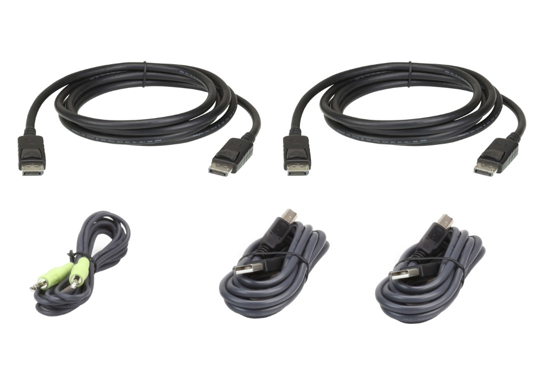 Aten 1.8m USB DisplayPort Dual Display Secure KVM Cable Kit – Aten KVA-2L-7D02UDPX5 KVM Cables & Adapters Product Image