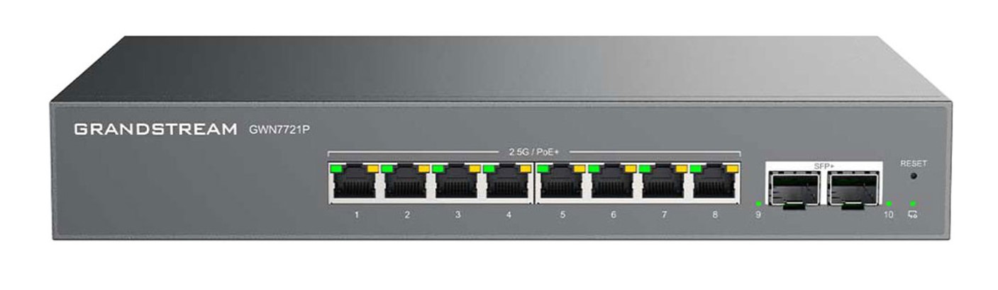 GrandstreamLAYER 2-LITE MANAGED MULTI-GIG SWITCH 8 X 2.5 GIGE 2 X 10G SFP 8 X POE/POEIP Audio & Video