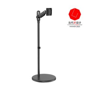 Brateck Mobile Spring assisted Display Floor Stand Fit Most 17'-35' Monitor Up to 10kg per screen VESA 75x75/100x100 Black colour (LS) – Brateck MABT-FS38-11TW Floor Standing Arm Product Image