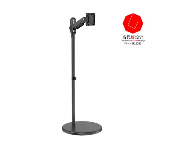Brateck Mobile Spring assisted Display Floor Stand Fit Most 17'-35' Monitor Up to 10kg per screen VESA 75x75/100x100 Black colour (LS) – Brateck MABT-FS38-11TW Floor Standing Arm Product Image