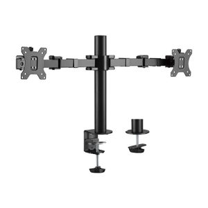 Brateck Dual Monitors Affordable Steel Articulating Monitor Arm Fit Most 17'-31' Monitors Up to 9kg per screen VESA 75x75/100x100 – Brateck MABT-LDT33-C024 Dual Monitor Product Image