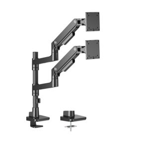 Brateck LDT81-C024P-B NOTEWORTHY POLE-MOUNTED HEAVY-DUTY GAS SPRING DUAL MONITOR ARM Fit Most 17'-49' Monitor Fine Texture Black(new) – Brateck MABT-LDT81-C024P-B Dual Monitor Product Image