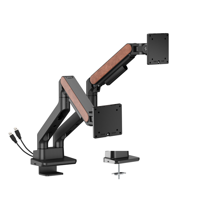 Brateck LDT81N-C024UC Fusion Heavy-Duty Gas Spring Dual Monitor Arm with USB-A/USB-C Ports For most 17'~35' Monitors