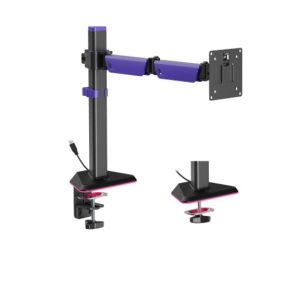 Brateck LDT89-C012L Articulating RGB Lighting Gaming Monitor Arm Matte Black
