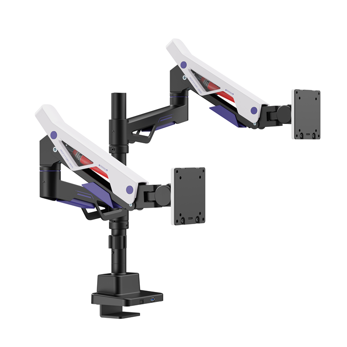 Brateck LDT95-C024UCP Atlas Neo Gaming Pole-Mounted Dual Monitor Arm with USB-A & USB-C Ports For most 24'~57' Monitors