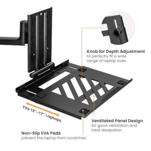 Brateck Adjustable Laptop Tray For Monitor Arms Fits12-17' with standard 75x75 VESA plate (LS) – Brateck MABT-NBH-7 Accessory Product Image