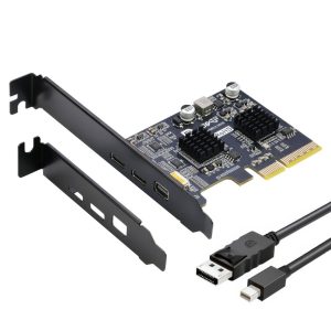 Simplecom EC365 PCIe x4 to 2-Port USB 3.2 Gen II Type-C with Mini DisplayPort Input for USB-C DP Alt Mode Expansion Card – Simplecom MBSI-EC365 Network Attached Storage (NAS) Product Image