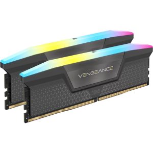 Corsair Vengeance RGB 32GB (2x16GB) DDR5 DRAM 6400MT/s CL36 Memory KitRGB 32GB (2x16GB) DDR5 DRAM 6400MT/s CL36 Memory Kit – Corsair MECMD4VRGBP64GBZ36 DDR5 UDIMM (Desktop) Product Image