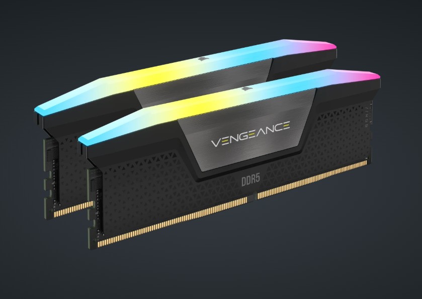 Corsair VENGEANCE® RGB 16GB (2x8GB) DDR5 DRAM 5200MT/s CL40 Memory Kit — Black – Corsair MECMD5-CMH16GX5M2B5200C40 DDR5 UDIMM (Desktop) Product Image