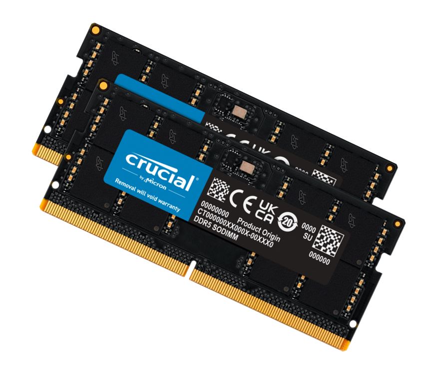 Crucial 32GB (2x16GB) DDR5 SODIMM 5600MHz CL46 Notebook Laptop Memory – Micron (Crucial) MECN5-2X16G56 DDR5 SODIMM (Notebook) Product Image