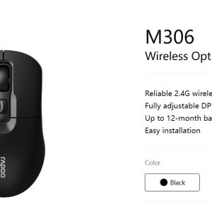 RAPOO M306 2.4 Wireless Optical Mice with Side FWD and Back Buttons. 12 Months Long Battery Life
