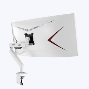 (LS)AOC AM406W White Desk-mount monitor arm with Alloy Structure. Mechanical Spring. Full Range Motion 17-40' up to 12KG VESA 100 and 75mm – AOC MNAO-AM406W Monitor Accessories Product Image