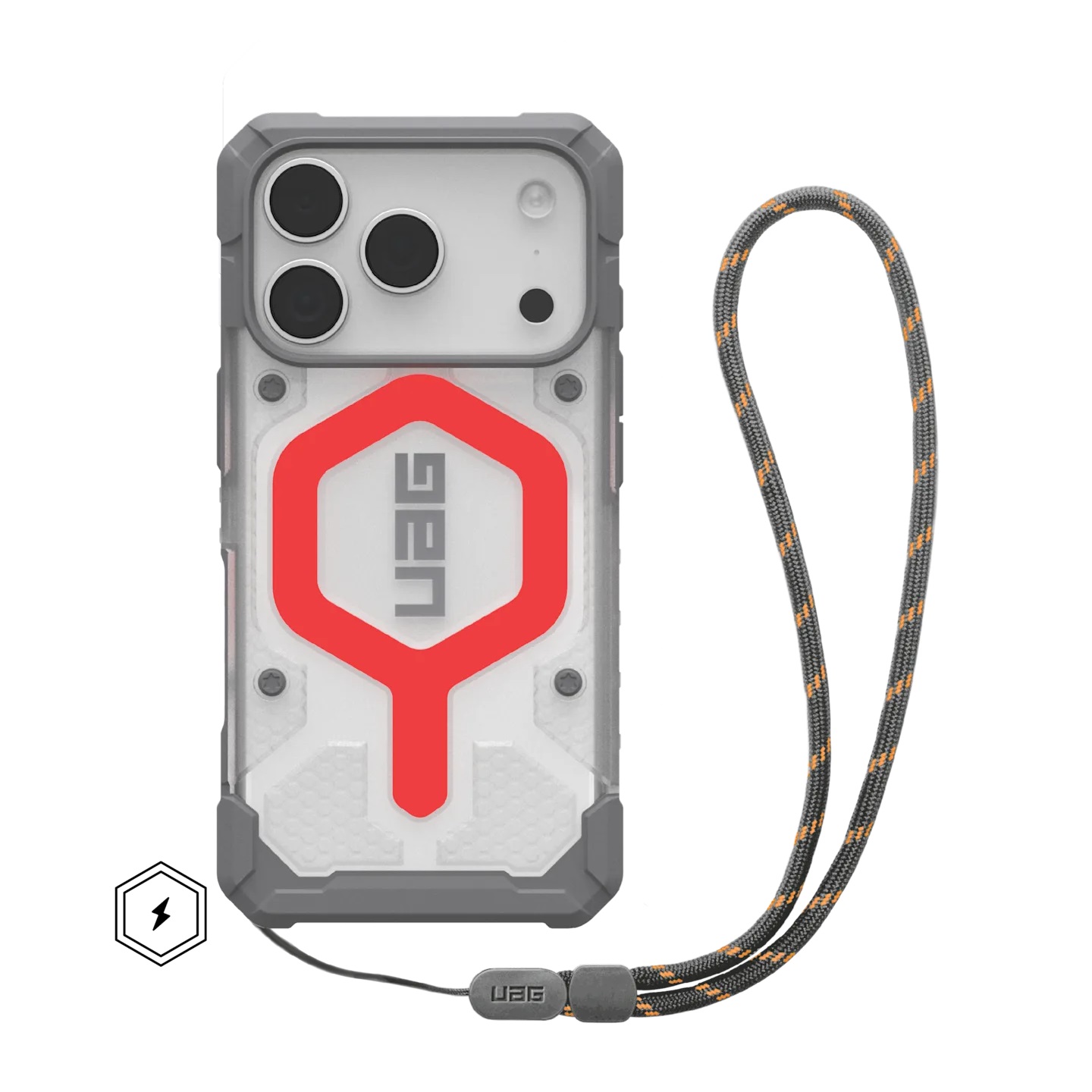 UAG Pathfinder Clear MagSafe Apple iPhone 17 Pro (6.3') Rugged Case + Active Lava Lanyard - Active Lava (1145511BV02)