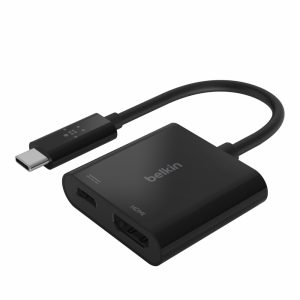 Belkin USB-C to HDMI + Charge Adapter + USB-C  Cable (13CM) - Black (AVC002btBK)