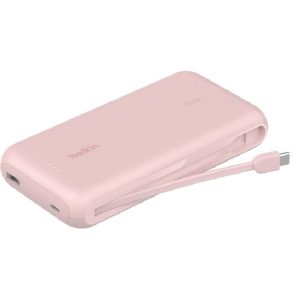 Belkin BoostCharge 20K mAh Power Bank With Integrated USB-C Cable - Pink (BPB024fqPK)