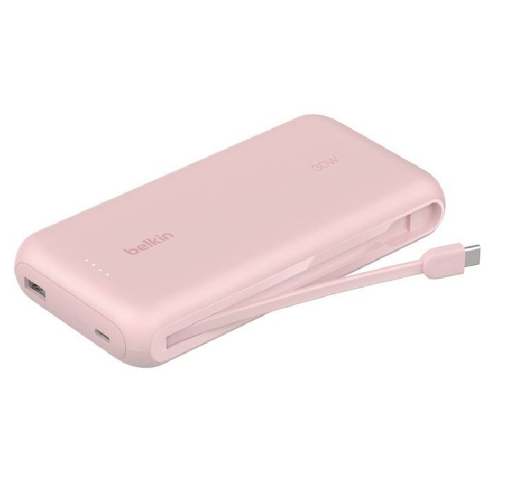 Belkin BoostCharge 20K mAh Power Bank With Integrated USB-C Cable - Pink (BPB024fqPK)