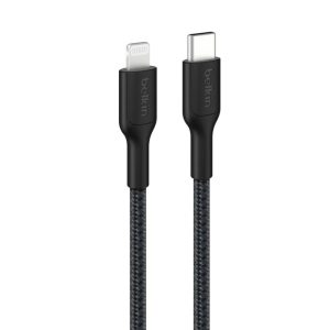 Belkin BoostCharge Pro Braided Lightning to USB-C Cable (1M) - Black (CAA022FQ1MBK)