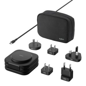 Belkin BoostCharge Pro Convertible 3-in-1 Magnetic Wireless Charging Travel Pad with Qi2 15W - Black (WIZ024fqBK)