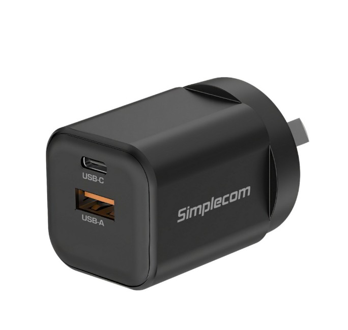 Simplecom CU235 Dual Port PD 35W Fast Wall Charger USB-C + USB-A for Phone Tablet – Simplecom MPSI-CU235 Wall Chargers Product Image