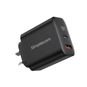 Simplecom CU265 Dual Port PD 65W GaN Fast Wall Charger USB-C + USB-A for Phone Laptop – Simplecom MPSI-CU265 Wall Chargers Product Image
