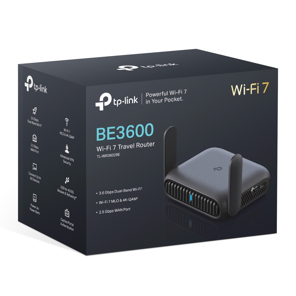 TP-Link TL-WR3602BE BE3600 Dual-Band Wi-Fi 7 Portable Travel Router