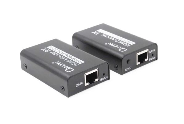 Oxhorn HDMI Extender over Ethernet 1080p HDCP 1.2 FHD up to 60m with PoE function alloy casing Black 2 year warranty – Just You PC OXH-H-EX-P02 HDMI & Video Cables Product Image