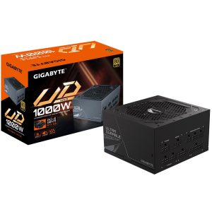 Gigabyte UD1000GM PG5 2.0 1000W ATX PSU Power Supply 80+ Gold >90% 120mm Fan Black Flat Cables Single +12V >100K Hrs – Gigabyte PSG-UD1000GMPG5-2.0 ATX/PS2 Product Image