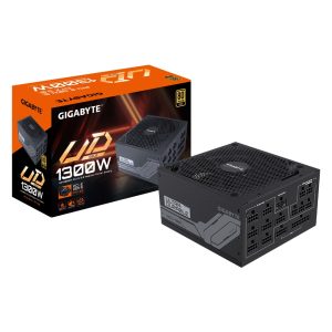 Gigabyte UD1300GM PG5 1300W ATX PSU Power Supply 80+ Gold >90% 140mm Fan Black Flat Cables Single +12V >100K Hrs – Gigabyte PSG-UD1300GMPG5 ATX/PS2 Product Image