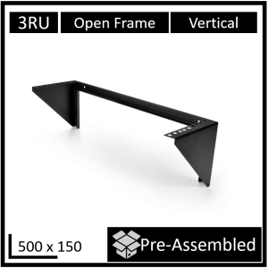 LDR Open Frame 3U Vertical Wall Mount Frame (500mm x 150mm) - Black Metal Construction – LDR RCLDR-OF150-3U Accessories Product Image