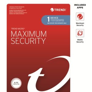 Trend Micro Maximum Security (1 Device) 1 Year Add-on Auto Renew OEM – Trend Micro STRENDMAXSECRET1-1Y-O Anti-Virus Software Product Image