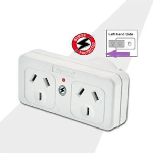 Sansai Surged Protected Double Adaptor Left Side Active Indicator 10A 240V AC – Generic UPSA-PB017LS Power Boards Product Image