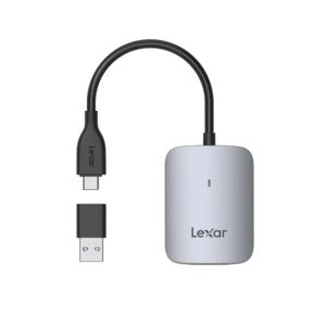 Lexar CFexpress™ Type A USB-C Reader transfer speeds up to 900MB/s it is backwards compatible with UHS-I cards and has a USB-C™ connector – Lexar USL-LRW515U-READER Card Readers Product Image