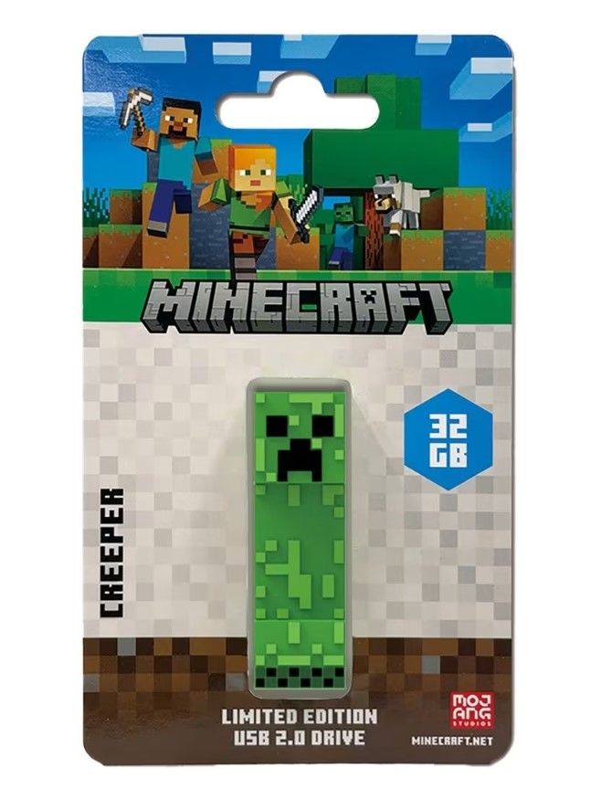 Verbatim Minecraft Creeper - Collector's Edition USB Flash Drive - 32GB - Creeper. Retail Pack - Minecraft Movie 2025 – Verbatim USV-66979 USB2.0 Memory Thumb Drive Product Image