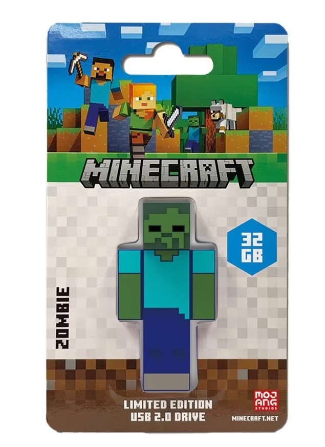 Verbatim Minecraft Zombie - Collector's Edition USB Flash Drive - 32GB - Zombie - Retail – Verbatim USV-66981 USB2.0 Memory Thumb Drive Product Image