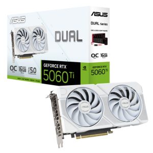 ASUS nVidia GeForce DUAL-RTX5060TI-O16G-WHITE RTX 5060 Ti 16GB GDDR7 White OC Edition 2602MHz Boost Clock