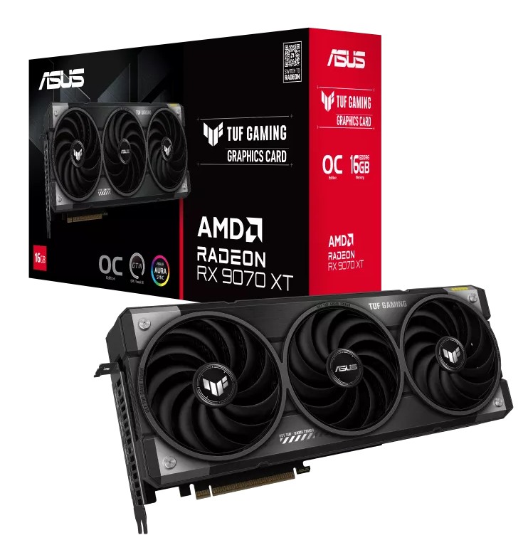 ASUS AMD Radeon TUF-RX9070XT-O16G-GAMING RX 9070 XT OC Edition 16GB GDDR6 Power Connectors 3 x 8-pin – ASUS VCA-RTX9070-O16G-TUF PCI-E AMD Chipset Product Image